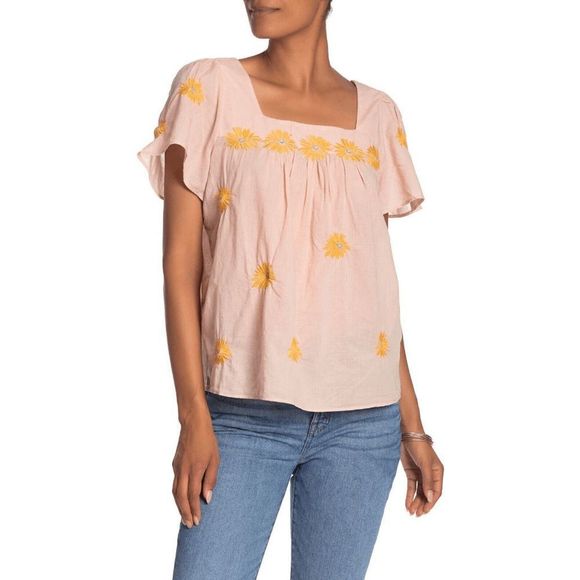 Madewell Tops - Madewell Floral Embroidered Butterfly Top size Large NWT